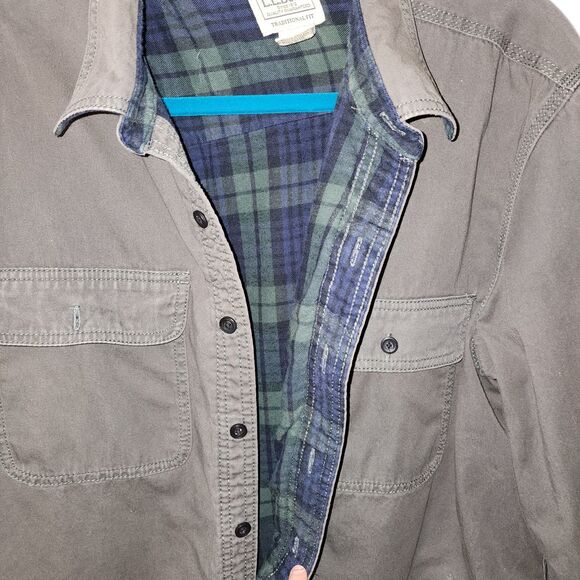 L.L. Bean Hurricane Shirt Flannel Lined Button Up Mens LRGE TALL Jacket 298206 - Picture 10 of 16